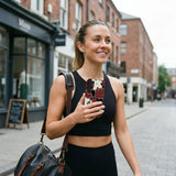 Chocolate Brown Earthy Curves Samsung Galaxy S25 Case - Lifestyle photo showing phone case in use