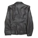 EAST5TH Womens Black Leather Button Jacket L Plain Stylish Classic