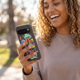 Black Magical Forest Google Pixel 10/10 Pro Case - Lifestyle photo showing phone case in use