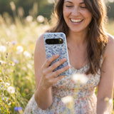 Powder Blue Porcelain Google Pixel 10/10 Pro Case - Lifestyle photo showing phone case in use