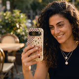 Seashell Autumn Quilt Google Pixel 10/10 Pro Case - Lifestyle photo showing phone case in use