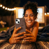 Chocolate Brown Autumn Sweets iPhone 17 Case - Lifestyle photo showing phone case in use