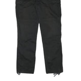 Black Mens Cotton Blend Regular Straight Trousers W32 L32 Cargo Pocket Zip