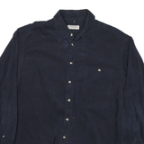 CANDA Mens Navy Blue Cotton Blend Shirt L Long Sleeve Button Closure Casual
