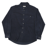 CANDA Mens Navy Blue Cotton Blend Shirt L Long Sleeve Button Closure Casual