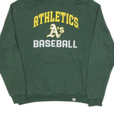 FANATICS Mens Green & Yellow Athletics Baseball Hoodie L Cotton Blend Pullover