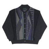 DIRO'S Mens Black Button Jacket XL Cotton Blend Patterned Winter Outerwear