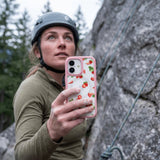 Clear Berry Pink iPhone 17 Pro Case With Petal Pink Ridge (MagSafe included) - Lifestyle photo showing phone case in use