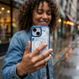 Clear Sea and Saddle iPhone 17 Pro Case With True Blue Ridge (MagSafe included) - Lifestyle photo showing phone case in use