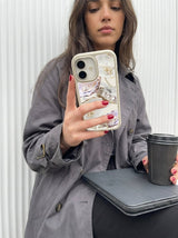 Clear Moonlit Oyster iPhone 17 Case With London Fog Ridge (MagSafe included) - Lifestyle photo showing phone case in use