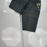 Embroidered Coogi Graphic Denim Shorts - 38W 11L Multicoloured Denim