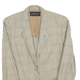 ANTONIO FUSCO Womens Beige Check Blazer Jacket M Woven Button Closure Tailored