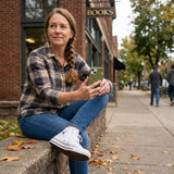 Forest Floor Harvest Folk iPhone 14 Case - Lifestyle photo showing phone case in use