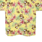 Mens Yellow Tropical Print Cotton Blend Short Sleeve Shirt L Summer Casual