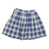 SCHOOL BELLES Womens Blue & White Pleated Mini Polyester Blend Skirt XS School