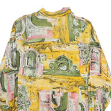 JOSHEPHINE Womens Yellow Green Printed Shirt Long Sleeve Collared L Cotton Blend