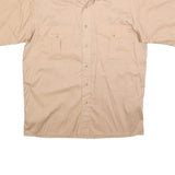 STANFORD Mens Beige Cotton Short Sleeve Shirt L Button Pocket Casual Summer