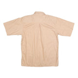 STANFORD Mens Beige Cotton Short Sleeve Shirt L Button Pocket Casual Summer