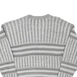 LINEA MARCO Mens Grey & White Patterned Cotton Blend Jumper Crew Neck Chunky