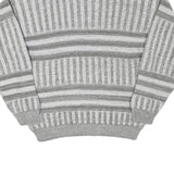 LINEA MARCO Mens Grey & White Patterned Cotton Blend Jumper Crew Neck Chunky