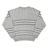 LINEA MARCO Mens Grey & White Patterned Cotton Blend Jumper Crew Neck Chunky