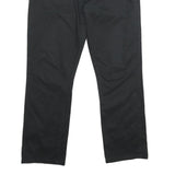 GUESS Mens Cotton Blend Black Regular Fit Straight Leg Trousers W34 L28 Zip