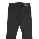 GUESS Mens Cotton Blend Black Regular Fit Straight Leg Trousers W34 L28 Zip