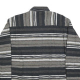 MICHAEL KAUF Mens Black Grey & White Striped Shirt L Long Sleeve Button Collar