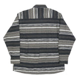 MICHAEL KAUF Mens Black Grey & White Striped Shirt L Long Sleeve Button Collar