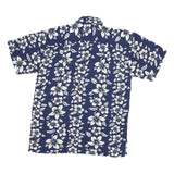 SPICY BAMBLI Mens Blue & White Floral Rayon Shirt M Summer Casual Beachwear