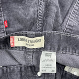 569 Loose Straight Levis Jeans - 38W 28L Gray Cotton Blend