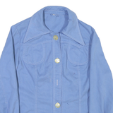 Womens Blue Cotton Blend Button Jacket M Plain Casual Classic Fit Retro Style