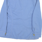 Womens Blue Cotton Blend Button Jacket M Plain Casual Classic Fit Retro Style