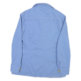 Womens Blue Cotton Blend Button Jacket M Plain Casual Classic Fit Retro Style