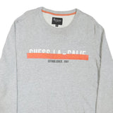 GUESS Womens Grey Cotton Blend Sweatshirt L Crew Neck Casual Logo Pullover