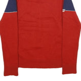 GORDINI Mens Red & Navy Patterned Jumper Full Zip Crew Neck Wool M Knitwear