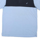 NAUTICA Mens Blue & Black Block Short Sleeve L Cotton Blend Polo Shirt