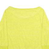 NIKE Womens Yellow Striped Plain Round Neck Basic Knit Jumper M Casual