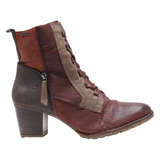 BUGATTI Lace-Up Boots Maroon Leather Womens UK 8
