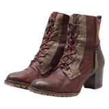 BUGATTI Lace-Up Boots Maroon Leather Womens UK 8