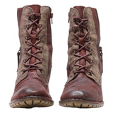 BUGATTI Lace-Up Boots Maroon Leather Womens UK 8