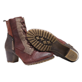 BUGATTI Lace-Up Boots Maroon Leather Womens UK 8
