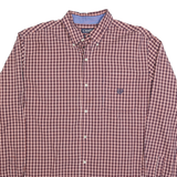 CHAPS Mens Red & Blue Check Shirt XL Button Down Collar Long Sleeve Classic Fit