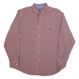 CHAPS Mens Red & Blue Check Shirt XL Button Down Collar Long Sleeve Classic Fit