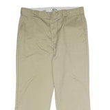 DICKIES Mens Classic Beige Polyester Zip Trousers W38 L29 Workwear Flat Front