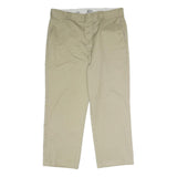 DICKIES Mens Classic Beige Polyester Zip Trousers W38 L29 Workwear Flat Front