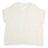 GAP Womens Cream & White Striped V-Neck Short Sleeve Top XL Lightweight Casual