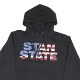 CHAMPION Mens Black Stand State Pullover Hoodie M Cotton Blend Casual