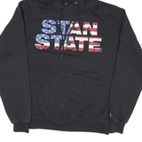 CHAMPION Mens Black Stand State Pullover Hoodie M Cotton Blend Casual