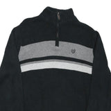 CHAPS Mens Black & Grey Patterned Pullover Half Zip Jumper L Cotton Blend Casual